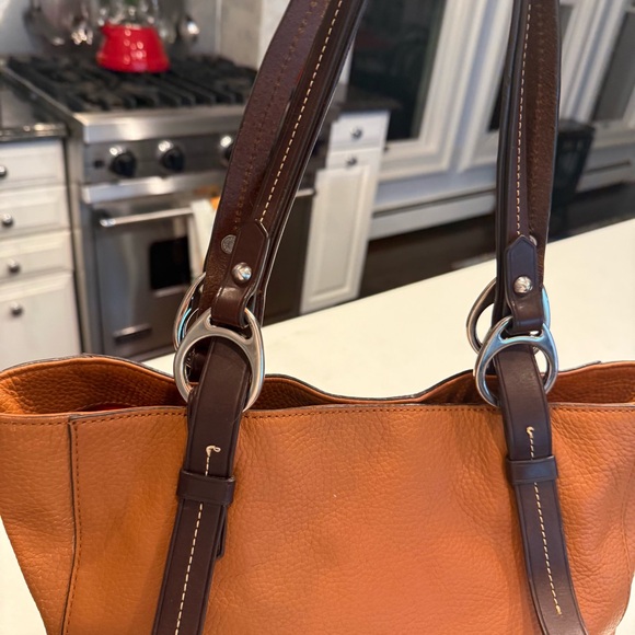 Dooney & Bourke East West Skylar Tote Bag Ginger Brown W/ Dark Brown Trim EUC - Picture 10 of 16